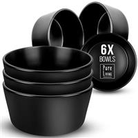 24 Piece Black Dinner Sets for 6 People - Cool Urban Style Stoneware Dinner Set for 6 - Dishwasher & Microwave Safe Plates and Bowls Set for 6 - Dinnerware Sets by Pure Living in Matte Black