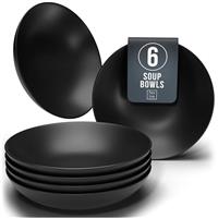 24 Piece Black Dinner Sets for 6 People - Cool Urban Style Stoneware Dinner Set for 6 - Dishwasher & Microwave Safe Plates and Bowls Set for 6 - Dinnerware Sets by Pure Living in Matte Black