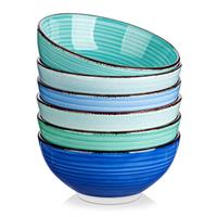 vancasso Bonita Small Bowls Set of 6, 380ml Ceramic Cereal Bowls, Dipping Bowls, Serving Bowls for Soup, Dessert, Snack, Porridge, Rice, Dishwasher & Microwave Safe, Cool Color