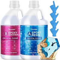 Teexpert Epoxy Resin Crystal Clear Kit 1 Gallon High-Gloss Coating and Casting Resin, Self-Leveling Bubbles Free Resin and Hardener Kit for DIY Art, Jewelry, Table Top, Molds, Wood 1:1 Ratio