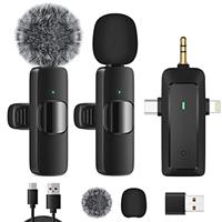 HMKCH Wireless Lavalier Microphone for iPhone - Android Phone/Camera/Computer/Laptop, Professional Dual Lapel Mic with USB-C/3.5mm/USB Plug for Video Recording, Vlog, YouTube, TikTok
