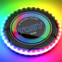 TOSY Flying Disc - 16 Million Color RGB or 36 mono color LEDs, Extremely Bright, Smart Modes, Auto Light Up, Rechargeable, Waterproof, Birthday, Camping Gift, 175g Frisbee