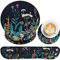 Acezeek Mouse Pad,Keyboard Wrist Guard and Coaster Set,with Anti-Skid PU Base,Ergonomically Designed Mouse Mat,Memory Foam Mouse Pad for Games/Office,Easy Typing and Pain Relief Mouse Pad