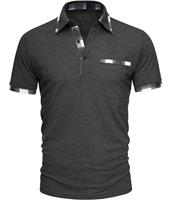 GLESTORE Mens Polo Shirts Short Sleeve Casual Golf Tops Work Contrasting Colors Men T-Shirts