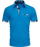 GLESTORE Mens Polo Shirts Short Sleeve Casual Golf Tops Work Contrasting Colors Men T-Shirts