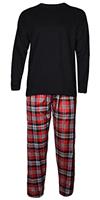 Mens Pyjama Set Tshirt Pyjamas Men Pjs Loungewear Check Woven Sleepwear Pajama Bottom Nightwear Long Sleeve T-Shirts Checked Pjama Lounge Pants Tee Top