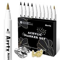 Arrtx Acrylic Marker Pen, Water Based Brush Tip Paint Markers for Stone, Glass, Easter Egg and Fabric Painting-Arts and Crafts for Adults