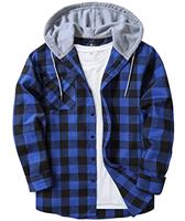 JACKETOWN Plaid Casual Sweatshirt Hoodie Long Sleeve Men's Shirt With Pocket Button Down Checked Jacket Flannel Regular Fit 4 Seasons Lumberjack M-3XL