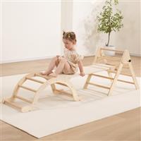 Giant bean Foldable Pikler Triangle Set with Sliding Ramp & Climbing Arch Ramp