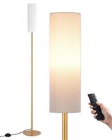 EDISHINE Floor Lamp, Standing Lamp with Wrinkled Linen Lampshade, Floor Lamps for Living Room, Bedroom, 165cm, E27 Socket(9W LED Dimmable Bulb Included), Magnetic Remote Control