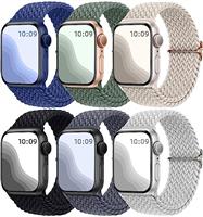 Maledan 6 Pack Braided Solo Loop Compatible with Apple Watch Straps 38mm 40mm 41mm 42mm 44mm 45mm 46mm 49mm Women Men, Nylon Stretchy Elastic Sport Band for iWatch SE Series 10 9 8 7 6 5 4 3 2 1 Ultra