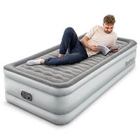 Bestway King Queen Double Single Size Air Bed | Airbed with Built-in Electric Pump, Fast Inflation, Wave Beam Support Mattress with Storage Bag, Grey