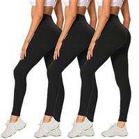 DDOBB 3 Pack Leggings for Women High Waisted Black Leggings Tummy Control Stretchy Pants Trousers for Gym Fitness Yoga Running Regular&Plus Size