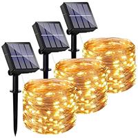 Solar Lights Outdoor Garden, 3 Pack 46Ft 120LED Solar Garden Lights Waterproof, 8 Modes Copper Wire Decorative Solar String Lights for Garden, Patio, Yard,Party, Wedding(Cold White)