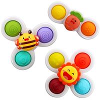 Yumuwind Suction Cup Spinner Toys, Spinners for Babies with Silicone Bubbles Kids for Bath and Window, Baby Sensory Spinner Toy Release Anxiety Travel Toys, Baby Bath Toys for 1+ Years Old