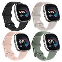 AK 4 Pack Straps Compatible with Fitbit Versa 3/4/Sense/Sense 2 - Soft Sport Watch Replacement Strap for Women & Men, Small/Large