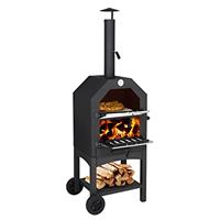 Outopee Outdoor Pizza Oven - Wood Fired with Adjustable Chimney, Pizza Stone, Peel, Removable Wheels for Barbecue, Camping, Backyard Party