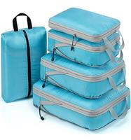 Meowoo Compression Packing Cubes for Suitcases, 5Pcs Extensible Suitcase Organiser with Shoes Bag, Lightweight Travel Luggage Organizer Packing Bags Storage Bags Travel Essentials Bag