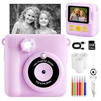 CHRERNA Kids Camera, Instant Camera for Kids with Print Photo Paper,1080P HD Kids Digital Camera with 32GB SD Card & Color Pens, Kids Instant Print Camera Toy Birthday Gifts for 3-14 Year Old