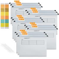 15PC PVC Filing Cabinet A4 Polypropylene Suspension Files with Tabs and Inserts for Office School Desktop File Storage, File Classification File Folder