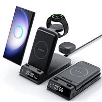 SwanScout Charging Station for Samsung S25 Ultra, Foldable 3 in 1 Wireless Charger Stand for Samsung S25/S25+/S24/S23/S22/Fold 6, Galaxy Watch Ultra/7/6/5/4, Galaxy Buds, SwanScout 703S