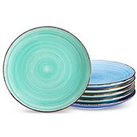 vancasso Bonita Dinner Plates Set of 6, 10.5 inch Scratch Resistant Ceramic Dinnerware Set, Dishwasher and Microwave Safe, Dessert Plates, Pasta Plates, Salad Plates, for Main Course, Cool Color