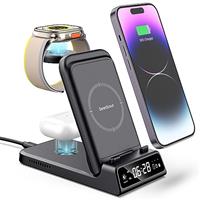 Charging Station for iPhone, SwanScout 703A, 3-in-1 Wireless Charger for iPhone 16e/16 Pro Max/16 Pro/15/14/13 Series, Charger Stand for Apple Watch Ultra 2/10/9/8/7/Air-Pods, No Adapter