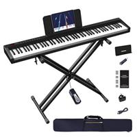Piano Keyboard Foldable Bluetooth Digital Piano with Lighted Keys Semi-Weighted Keyboard Piano Rechargeable