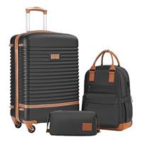 COOLIFE Suitcase Trolley Carry On Hand Cabin Luggage Hard Shell Travel Bag Lightweight with TSA Lock,The Suitcase Included 1pcs Travel Backpack and 1pcs Toiletry Bag