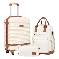 COOLIFE Suitcase Trolley Carry On Hand Cabin Luggage Hard Shell Travel Bag Lightweight with TSA Lock,The Suitcase Included 1pcs Travel Backpack and 1pcs Toiletry Bag