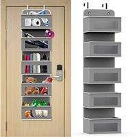 Aqash Over Door Hanging Storage Organiser - 5 Clear Window Pockets Organizer For Toys, Wallets And Towels