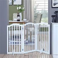 The Fellie Wooden Foldable Dog Gate with Support Feet, Freestanding Stair Gate, Safety Gate Pet Fence Indoor Barrier, Stair Gates for Dogs/Doorways/House, 3 Panels (138x82cm, Grey)
