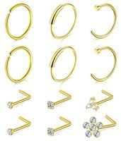 incaton 22g Nose Stud L Shaped Stainless Steel Nose Rings No