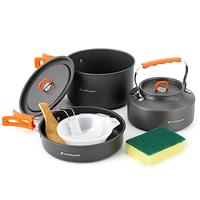 Odoland Camping Cookware Set, Cooking Utensils with Camping Pot, Camping Frying Pan and Teapots for Outdoor Cooking Hiking Travelling for 2-3 People
