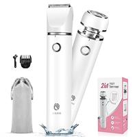 Cayzor Bikini Trimmer and Shaver for Women - 2 in-1 Wet/Dry Electric Body Hair Trimmer Cordless Waterproof Facial Hair Removal Shaver Razor for Painless Trimming of Pubic Face Underarm Legs