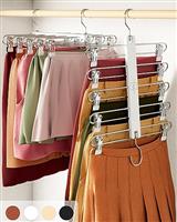 MORALVE Skirt Hangers Space Saving - European Beechwood Shorts Hangers & Skirt Hangers - Women Space Saving Skirt Hangers with Clips - Closet Organisers & Storage 5 Tier Skirt Hanger Skirt Organiser