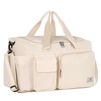 FIORETTO Womens Mens Sports Gym Bag Duffle Bag with Shoes Compartment, Weekend Travel Bag Overnight Bag for Women, Water Resistant Holdall Hospital Bag for Swimming Leopard Print