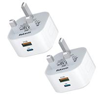 USB Plug Charger,2 Pack 4 Port Multi USB Plug Adapter UK 25W/5A Wall Charger Mains with Smart IC Fast Charging for iPhone 11 pro Max XS XR X SE2020 10 8 7 6 ipad,Samsung S10 S9 S8 S7,Huawei