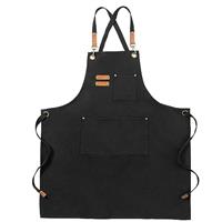 FunChaos Canvas Aprons, Work Aprons for Men Women, Chef Aprons with Adjustable Strap and 3 Pockets, Apron for Servers Kitchen Cooking Baking Artist Painting, Cross Back