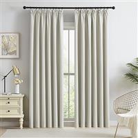 Beauoop 90% Blackout Beige Linen Curtains for Bedroom Living