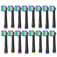 16 Count Replacement Toothbrush Heads Compatible for Oral B Electric Toothbrushes, Black.