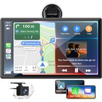 LAMTTO 9 Inch Wireless Car Stereo with Apple Carplay and Android Auto,Backup Camera,Portable Touch Screen Car Play GPS Navigation for Car,Car Audio Receivers with Mirror Link,Bluetooth,FM, Siri