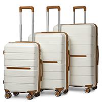 British Traveller Suitcase Check in Hold Luggage Lightweight PP Hard Shell Travel Trolley Suitcase with 4 Spinner Wheels