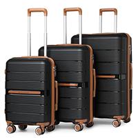 British Traveller Suitcase Check in Hold Luggage Lightweight PP Hard Shell Travel Trolley Suitcase with 4 Spinner Wheels