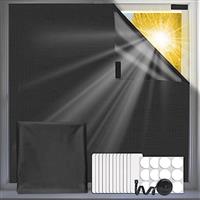 Blackout Blinds Stick On, 300 * 145cm Portable Black Out Material with Sticky Pads,No Drill Temporary Window Cover for Bedroom, Nursery Room,Caravan,Cut to Any Size