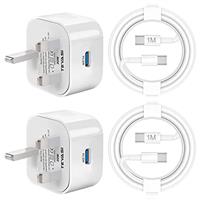 40W USB C Plug Fast Charge, UK 4-Port Multi USB Charger Plug Fast Charging Plug for iPhone 16 15 14 13 12 11 Pro Max SE XS XR Plus, iPad, Samsung Galaxy,Dual Port USBC Power Adaptor Type C Wall Plug