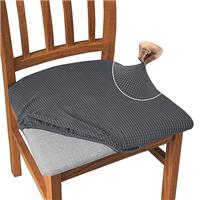 Granbest Jacquard Dining Chair Seat Covers Set of 4, High Stretch Dining Chair Slipcovers Anti-dust Seat Protector for Dining Room, Kitchen (Black, Set of 4)