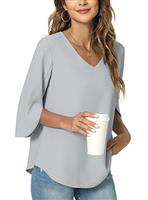 TAOHUADAO Womens Summer Casual T-Shirt V-Neck Tunic Tops for Leggings Chiffon Blouse Shirt