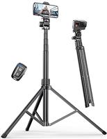 Pnitri Phone Tripod Stand, Extendable Reinforced Aluminum Phone Stand with Wireless Remote, Stable Cellphone Tripod for iPhone/Smartphones