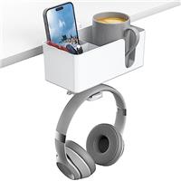 KDD 4-in-1 Desk Cup Holder with Headphone Hanger & 2 Wire Holes and Detachable Desk Storage for Cup, Phone and Pen